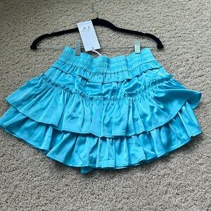 Blue silk skirt